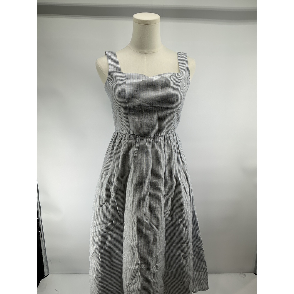 100% European Linen Fit & Flare Midi Dress